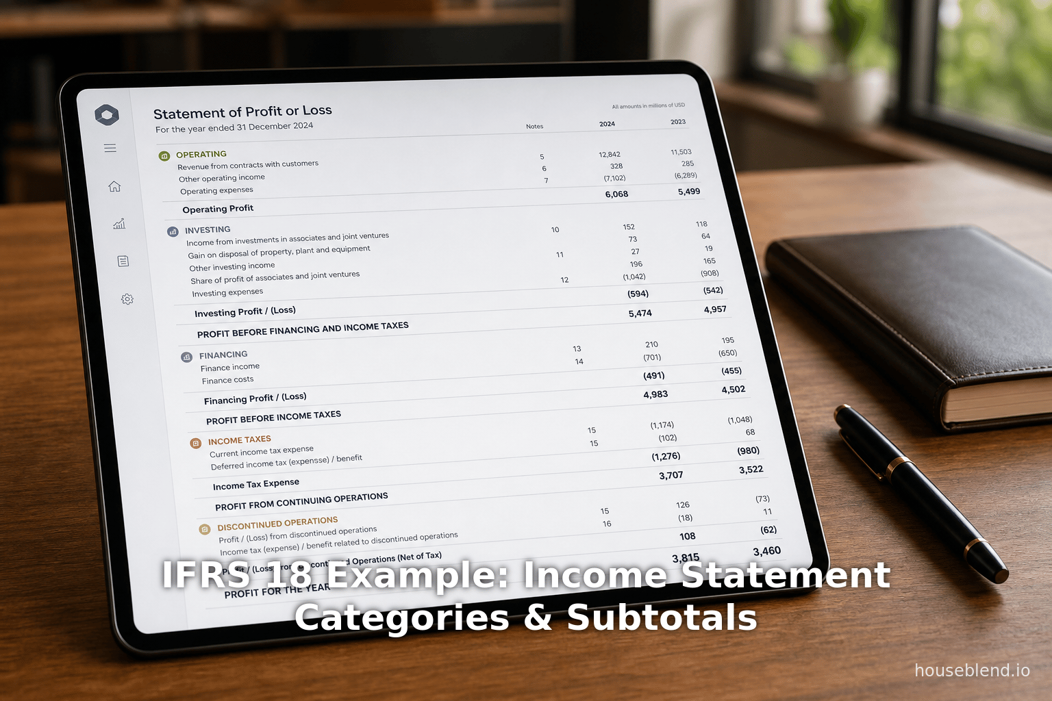 IFRS 18 Example: Income Statement Categories & Subtotals
