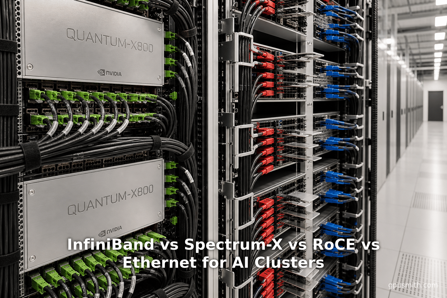 InfiniBand vs Spectrum-X vs RoCE vs Ethernet for AI Clusters