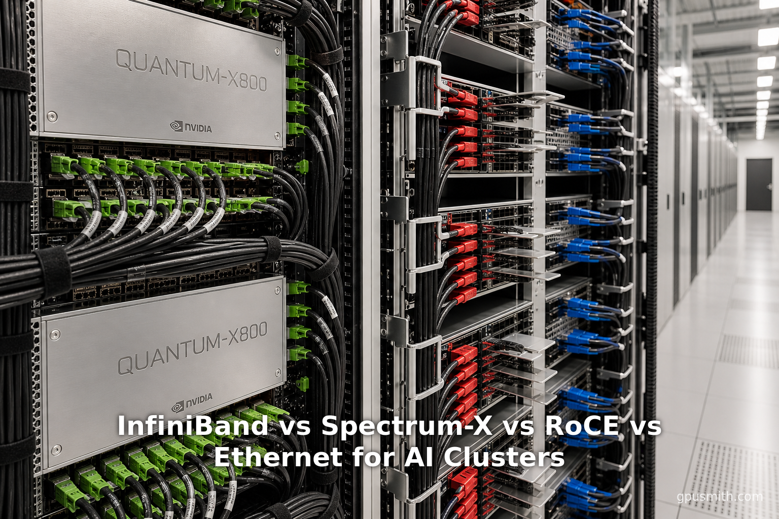 InfiniBand vs Spectrum-X vs RoCE vs Ethernet for AI Clusters