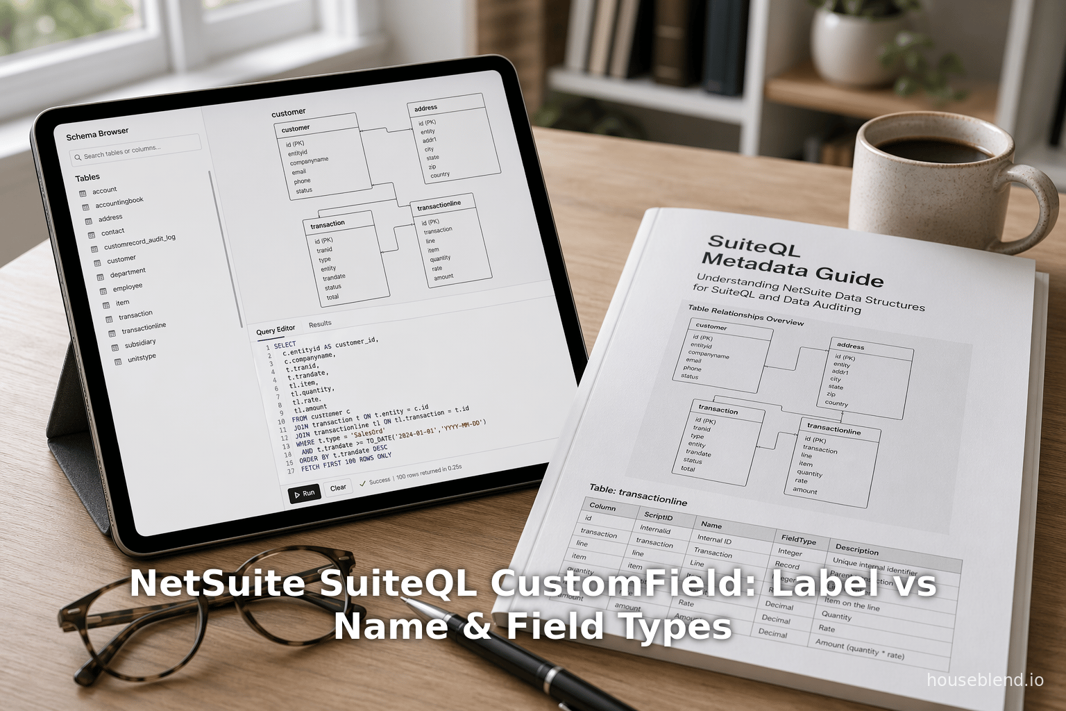 NetSuite SuiteQL CustomField: Label vs Name & Field Types