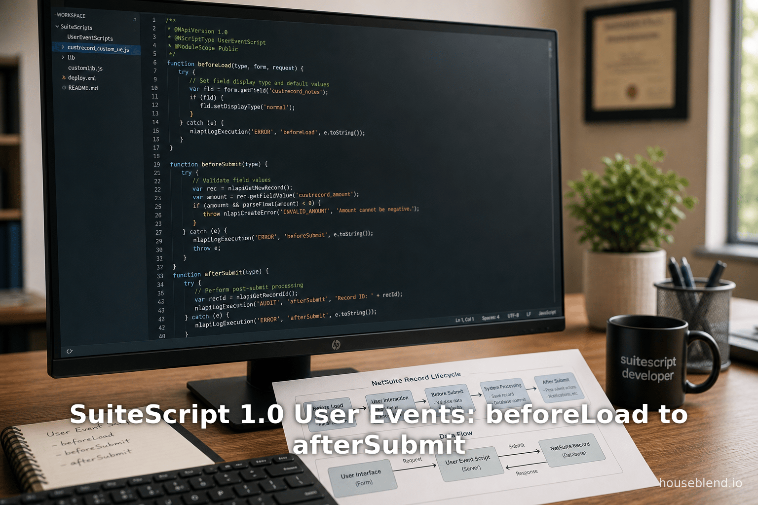 SuiteScript 1.0 User Events: beforeLoad to afterSubmit